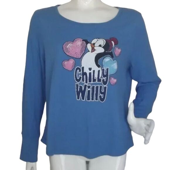 CHILLY WILLY Pajama set, 2X/XL, Waffle/Thermal, 2 pc, Blue, Pants/Top Drawstring - Picture 4 of 12